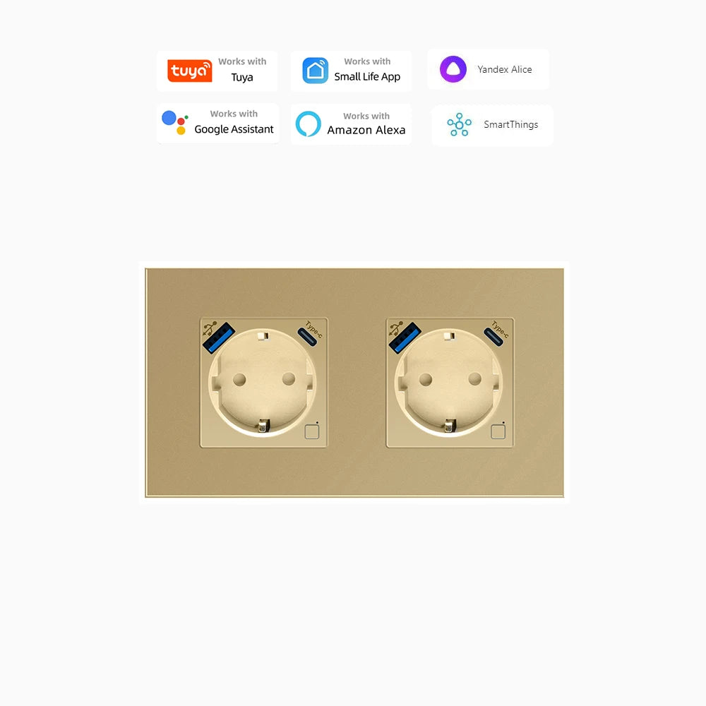 Smart WiFi socket EU USB Type-C Timer Alexa