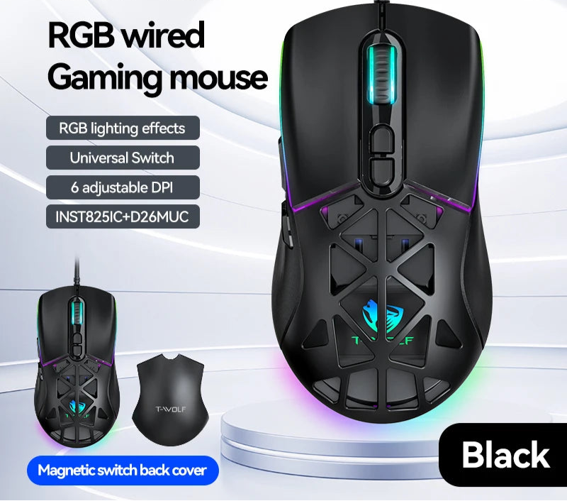 Leichte RGB Gaming-Maus mit austauschbarem Cover