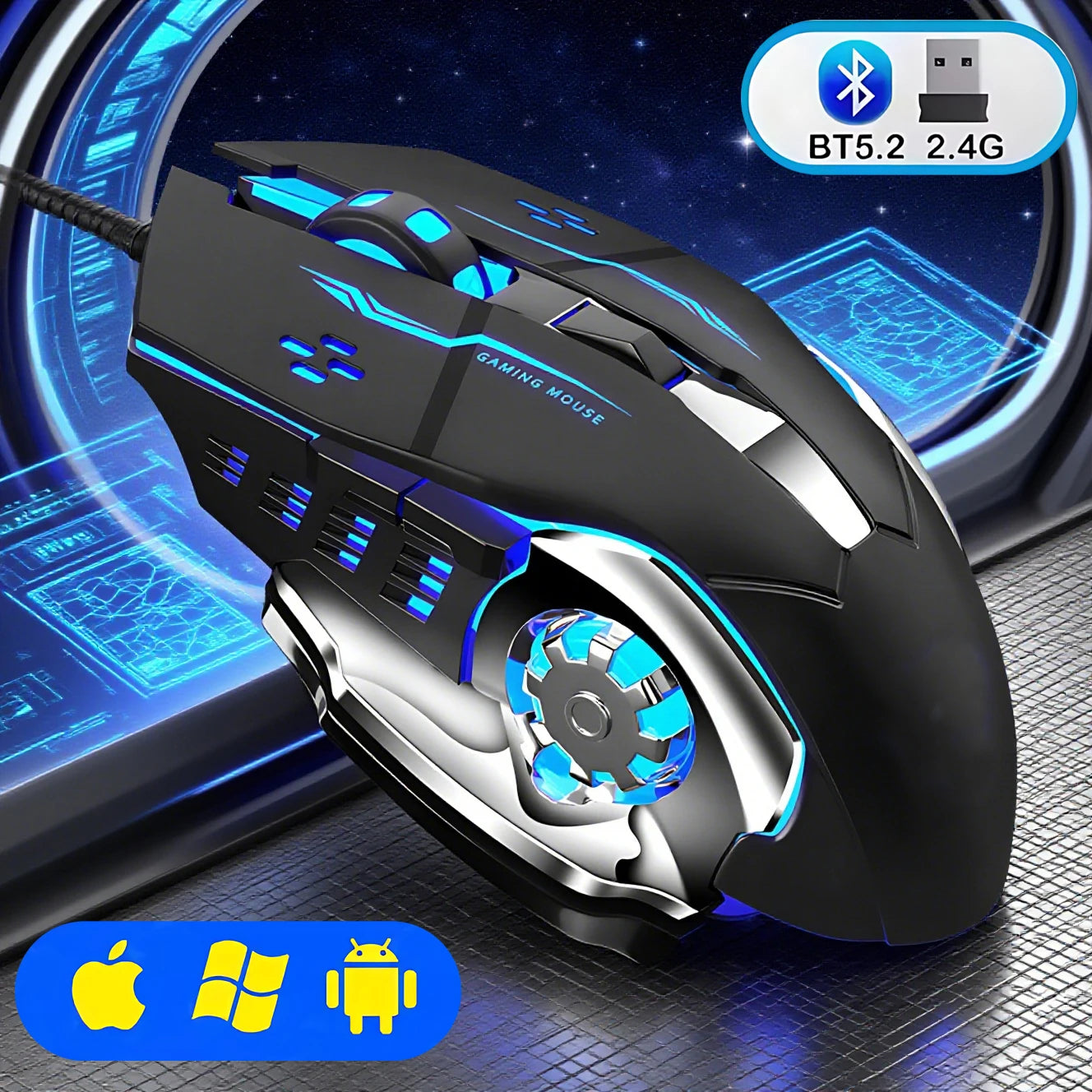 Kabellose Bluetooth 5,2 Gaming Maus mit RGB Licht