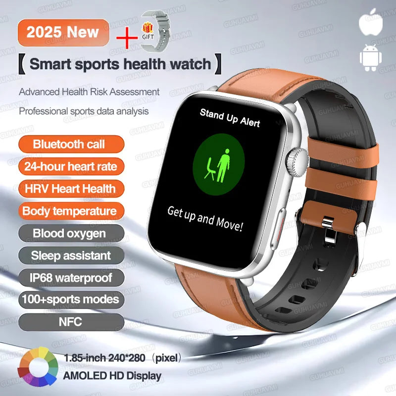 Klassische Smartwatch 2025 Herren Damen GPS NFC AMOLED