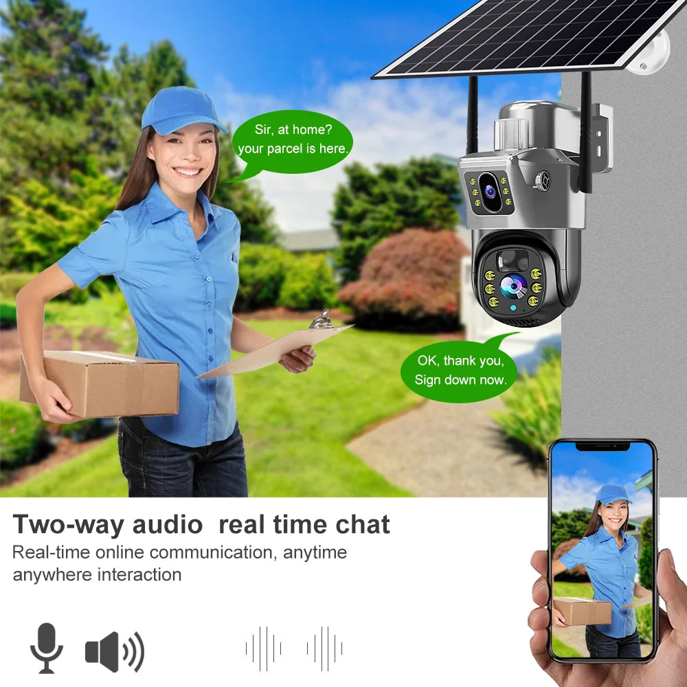 WiFi Dual-Lens Camera 4G Solar Night Vision Outdoor