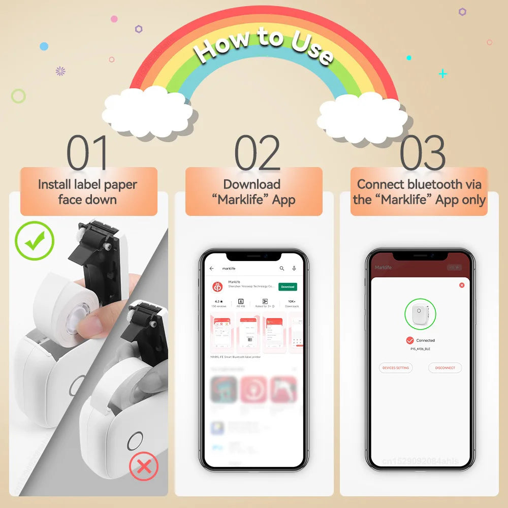 Marklife P12 Mini Bluetooth Etikettendrucker tragbar