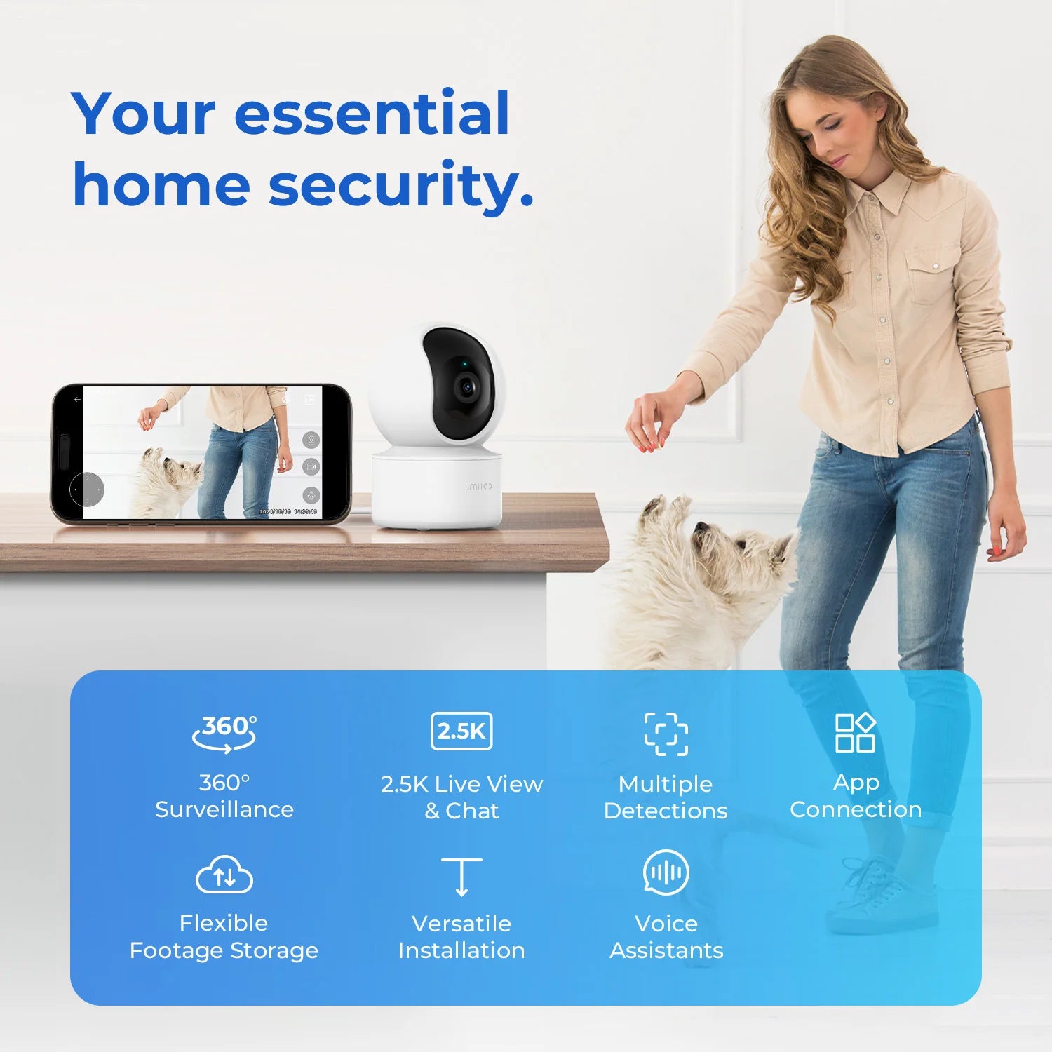 2,5K IP Kamera mit App, 360° Blick & Nachtsicht