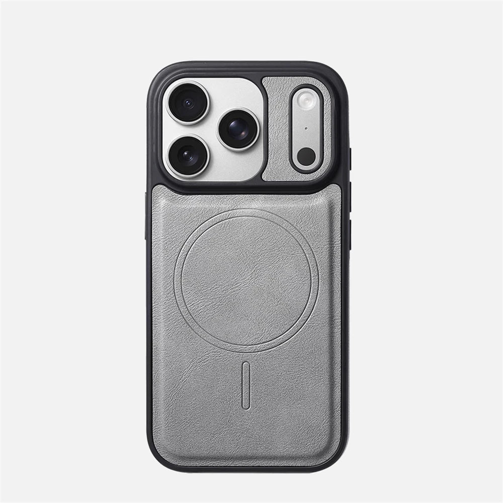 Magnetische Leder iPhone Hülle im Business Design – Stoßfest, Magsafe kompatibel & Kabelloses Laden