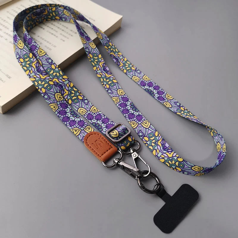Retro Handy-Lanyard mit Totem-Muster und Clip