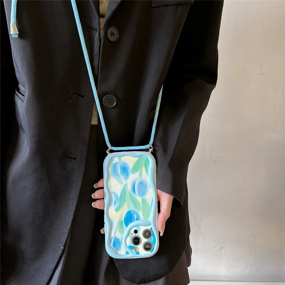 Floral Crossbody Phone Case with Strap for Samsung