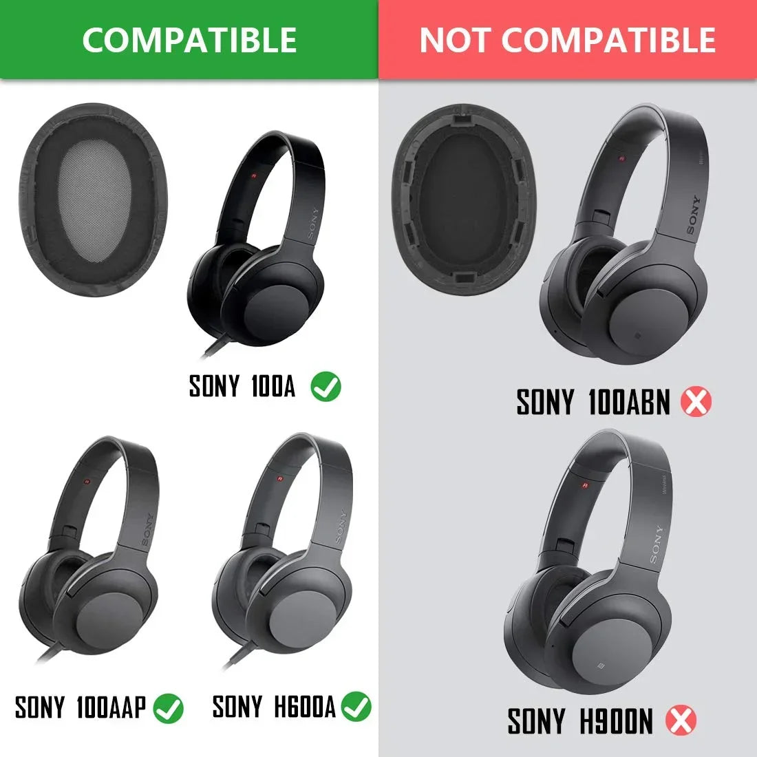 Ersatz-Ohrpolster für Sony MDR-100A H600A Kopfhörer