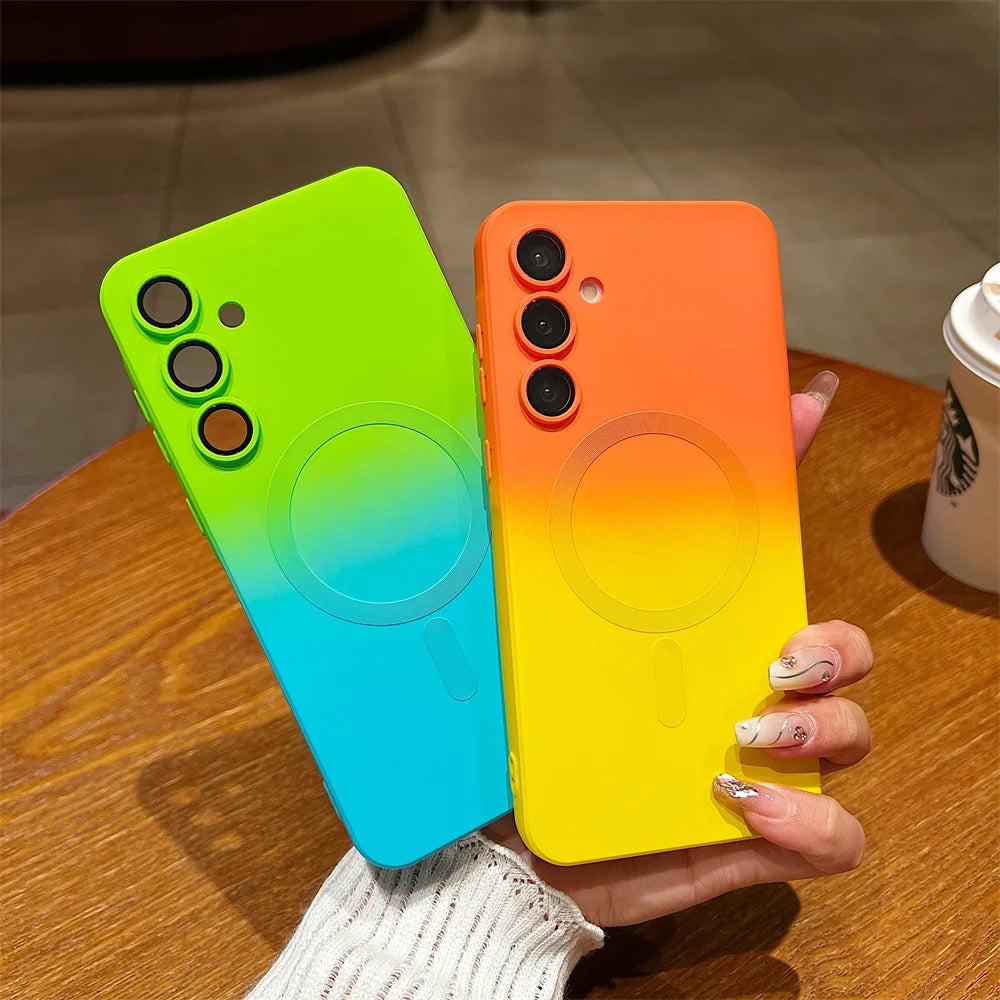 Stylish gradient case with magnet & soft silicone