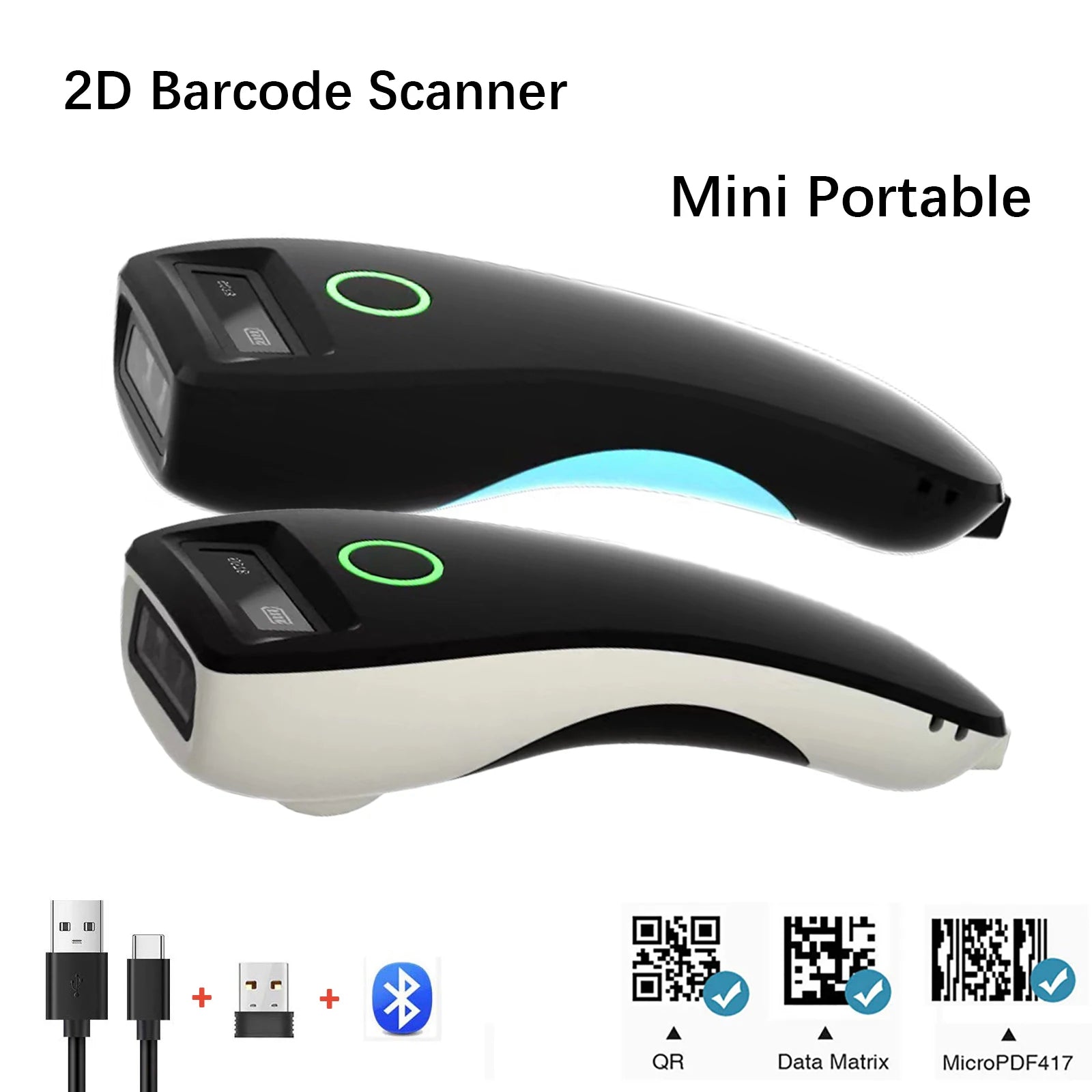 Kabelloser 1D 2D Mini Barcode Scanner Bluetooth Pocket