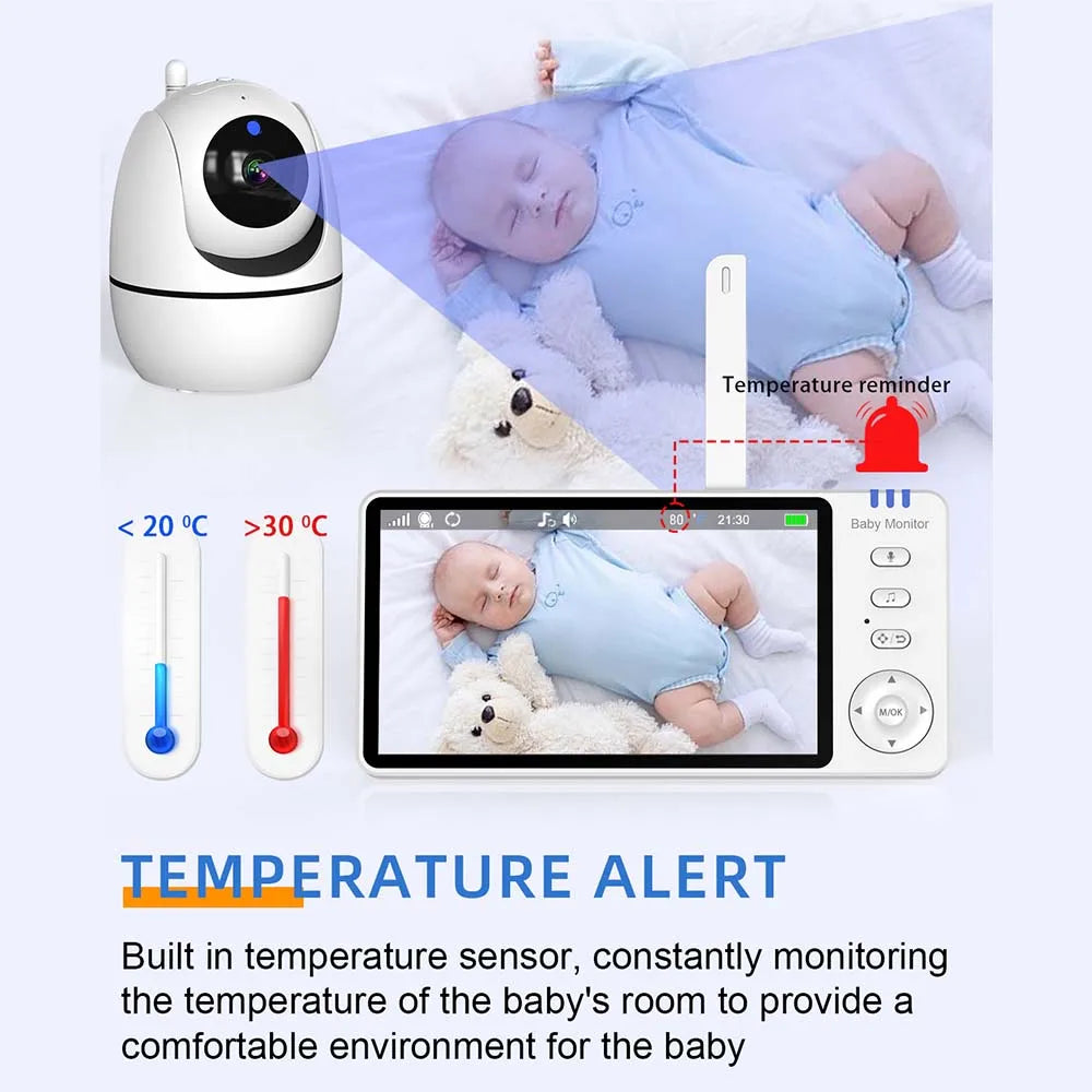 5 Zoll Baby Monitor PTZ Kamera mit Temperatur & Lieder