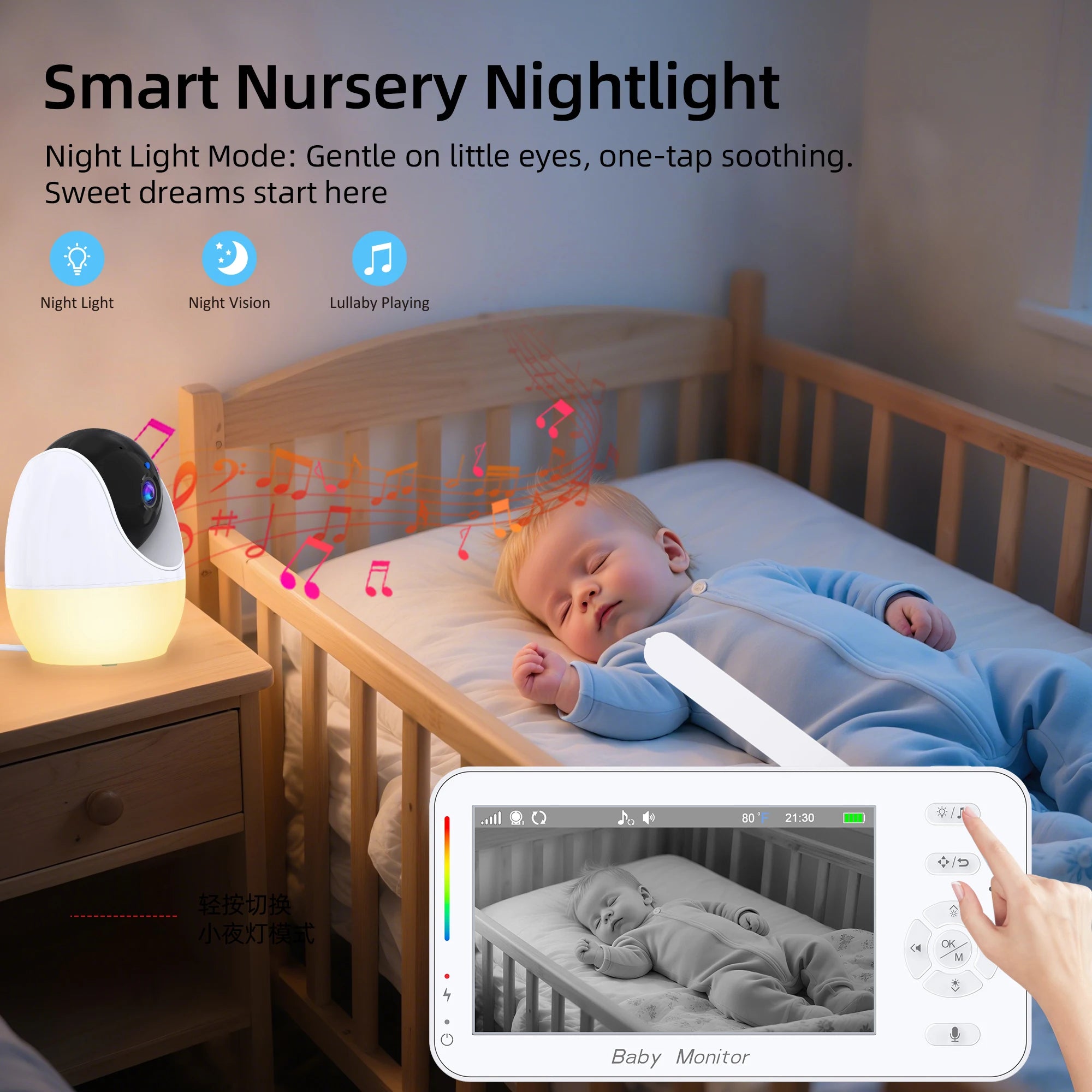 Video Babyphone mit 4.3" Display & Nachtsichtkamera