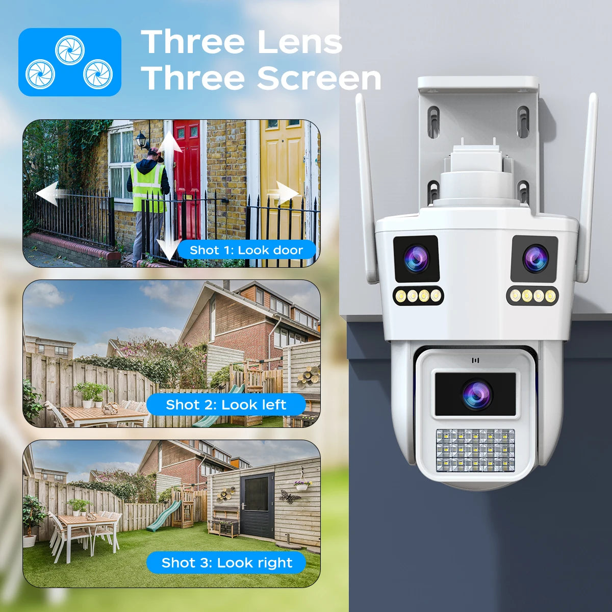 6K HD PTZ IP Camera, Triple Lens, Outdoor, 5G WiFi