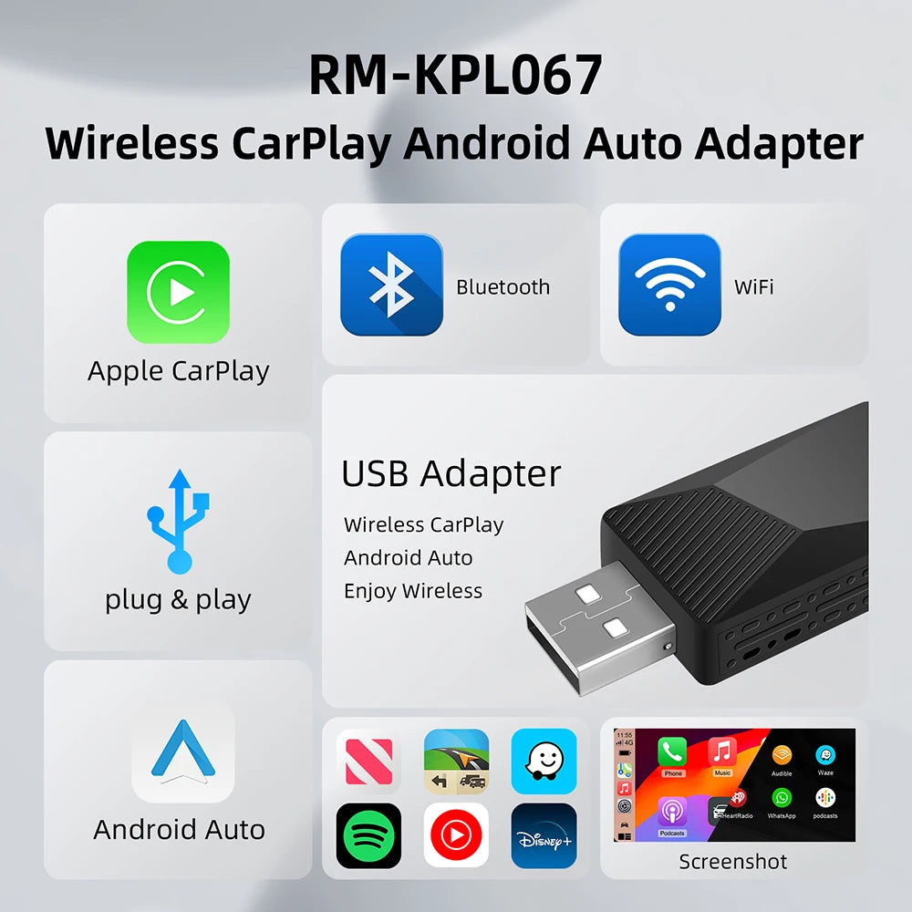 2-in-1 AI Box Mini Adapter CarPlay Android Auto