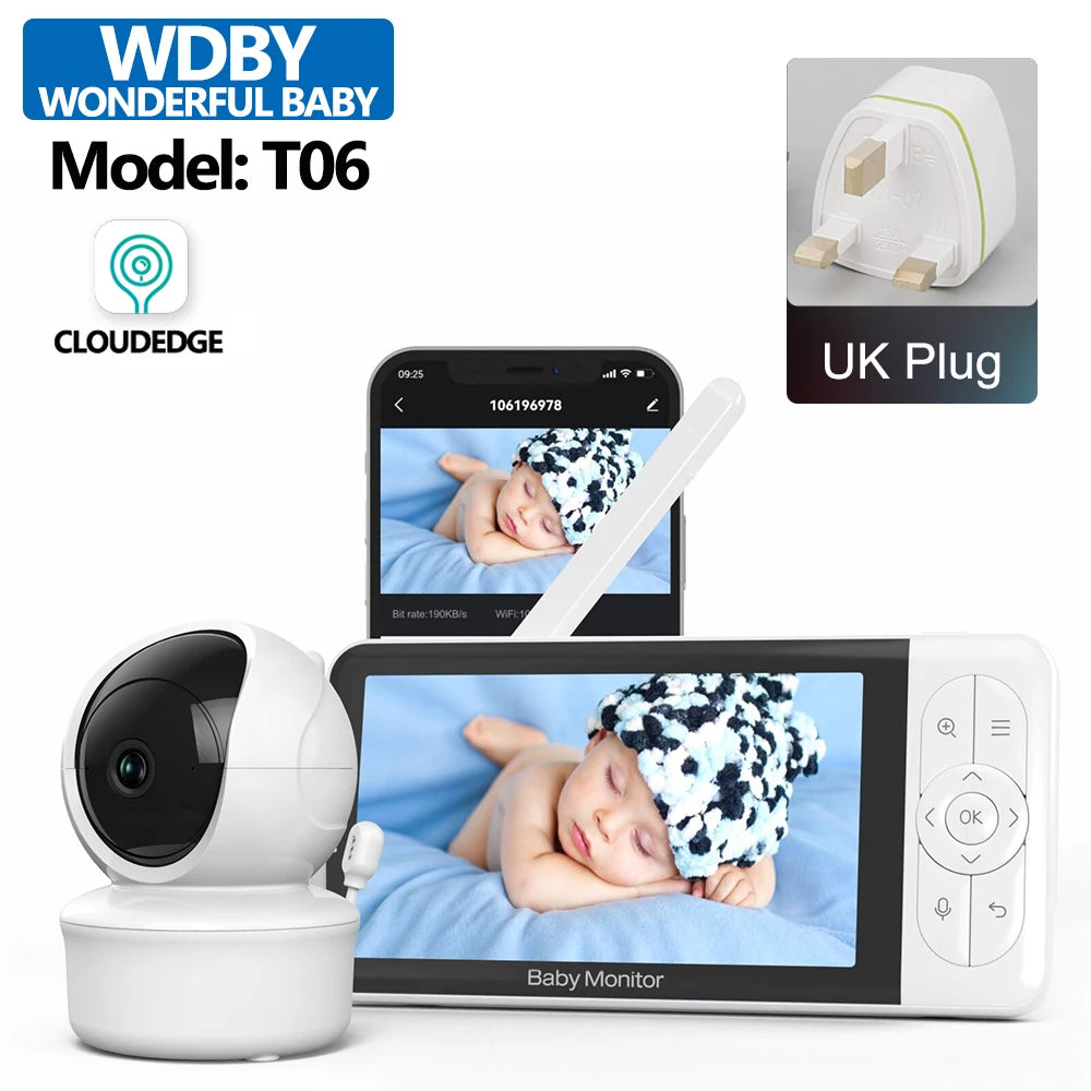 5-inch Baby Monitor 1080P PTZ Night Vision Temperature