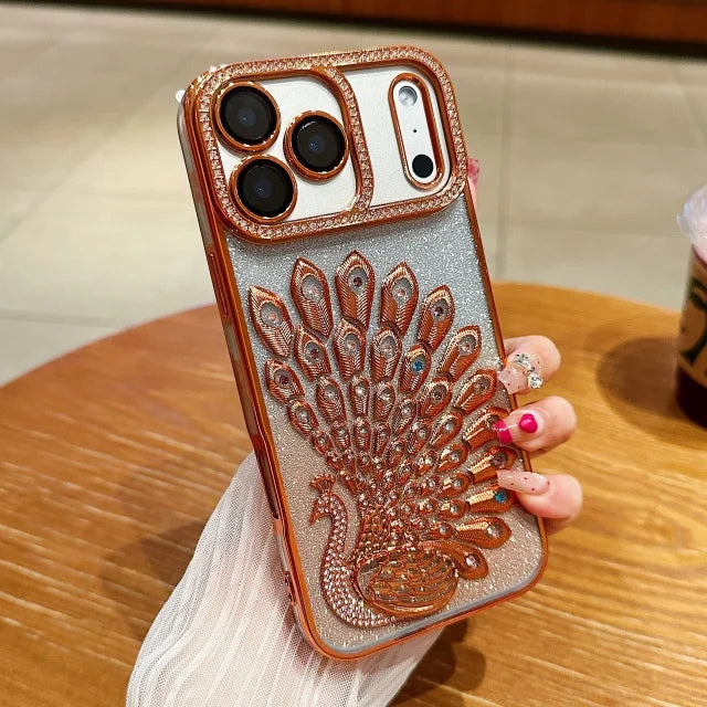 Luxus Glitzer-Pfau Hülle für iPhone 17 & mehr