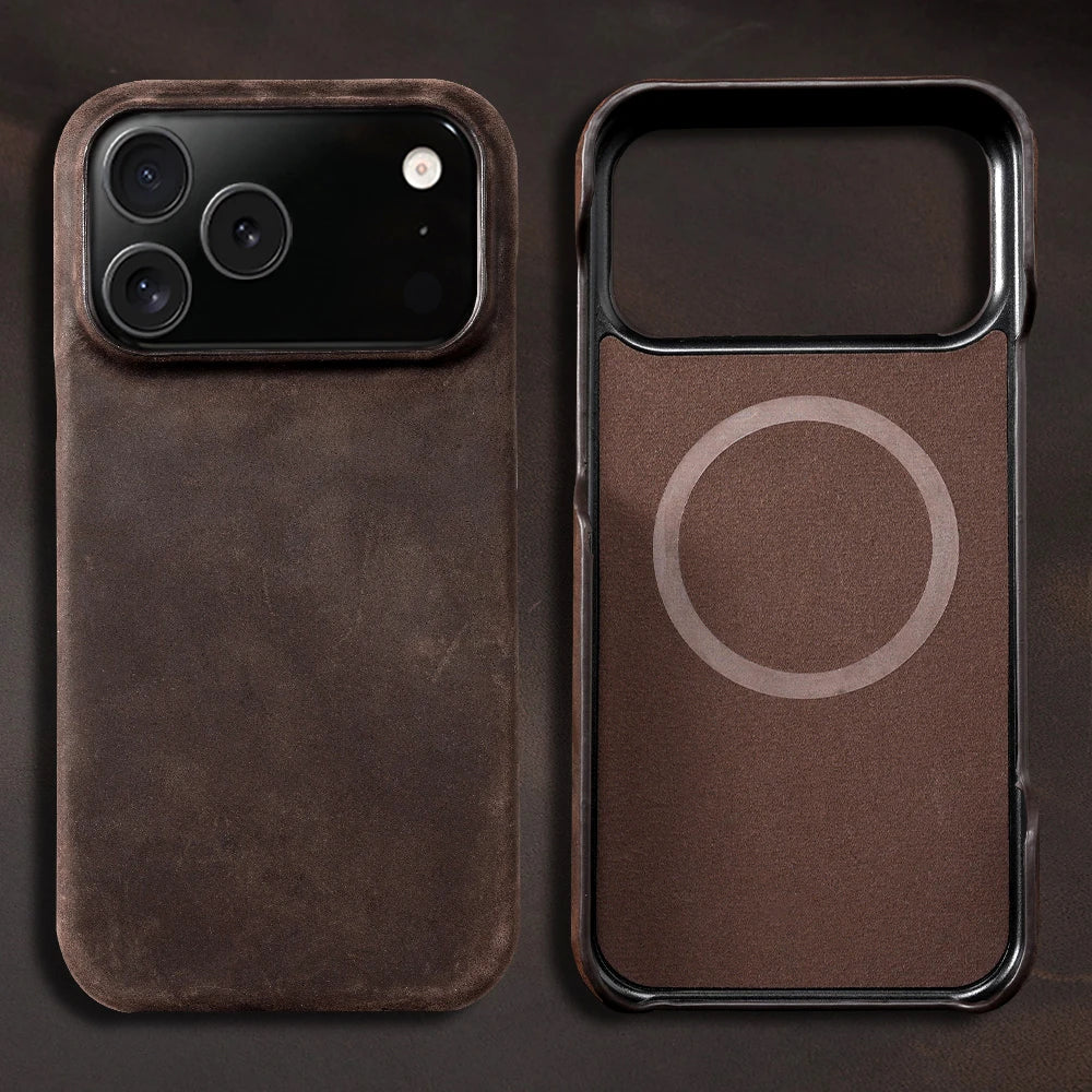 Luxuriöse Magsafe Lederhülle für iPhone 17 Pro Max