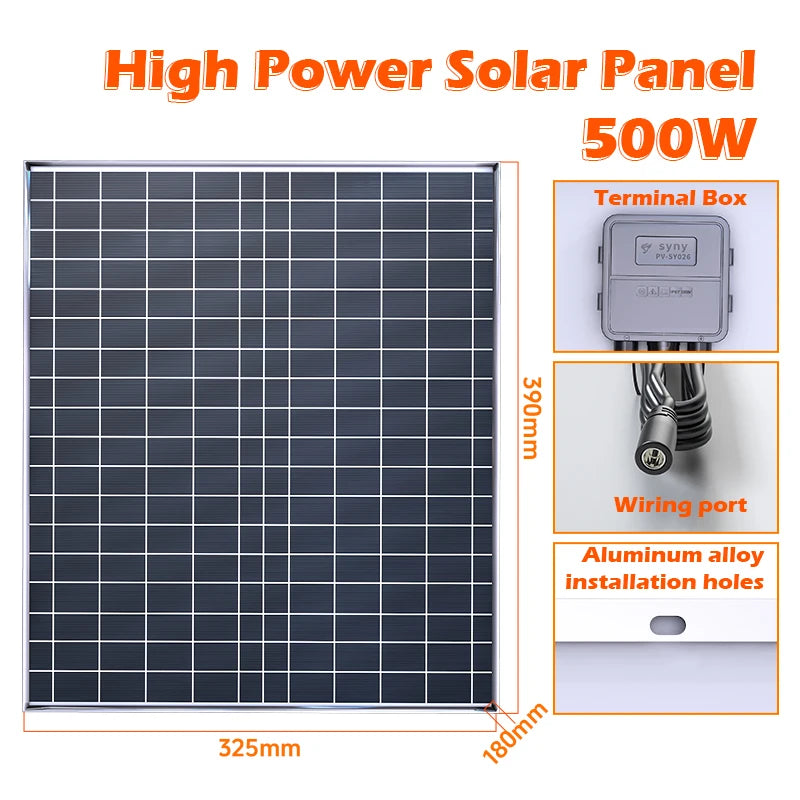 500W solar power bank kit with 12V/18V panel