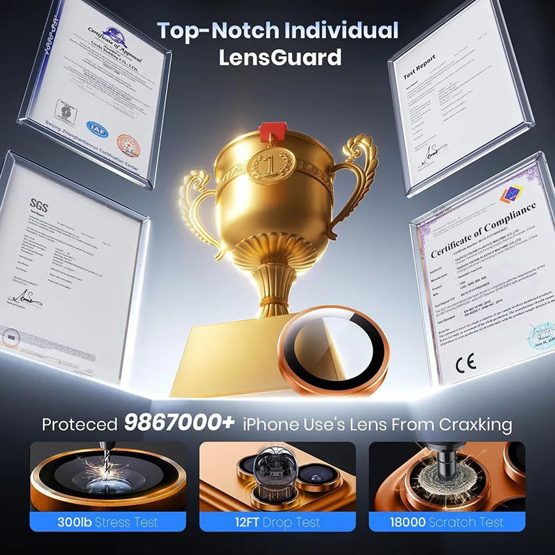 Aluminum camera lens protector glass for iPhone 17 Pro Max