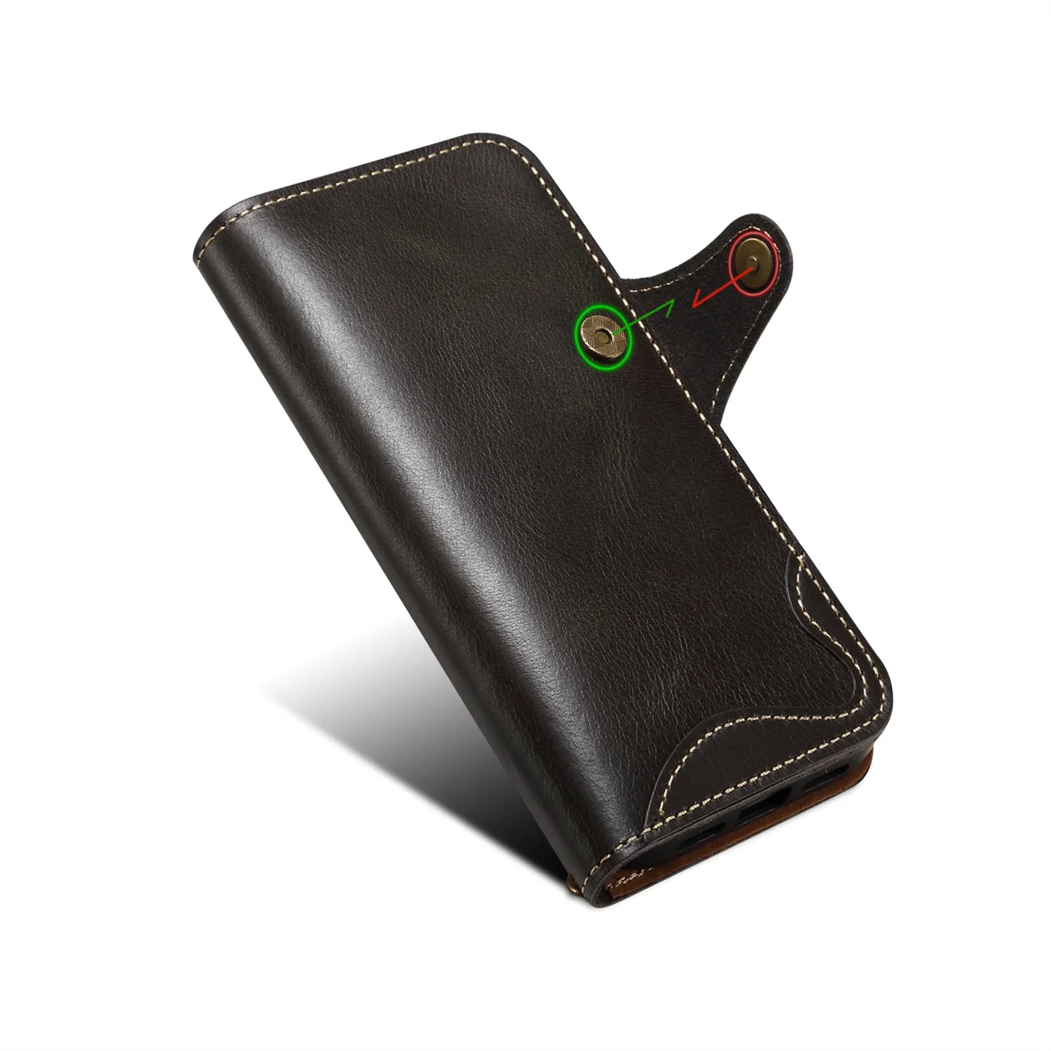 Denior Luxus-Ölwachs Echtleder Tasche für iPhone 17 Pro Max