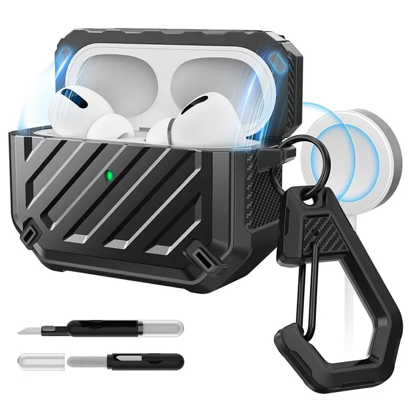 Hülle für AirPods Pro 1/2 Generation Hard Shell mit Karabiner