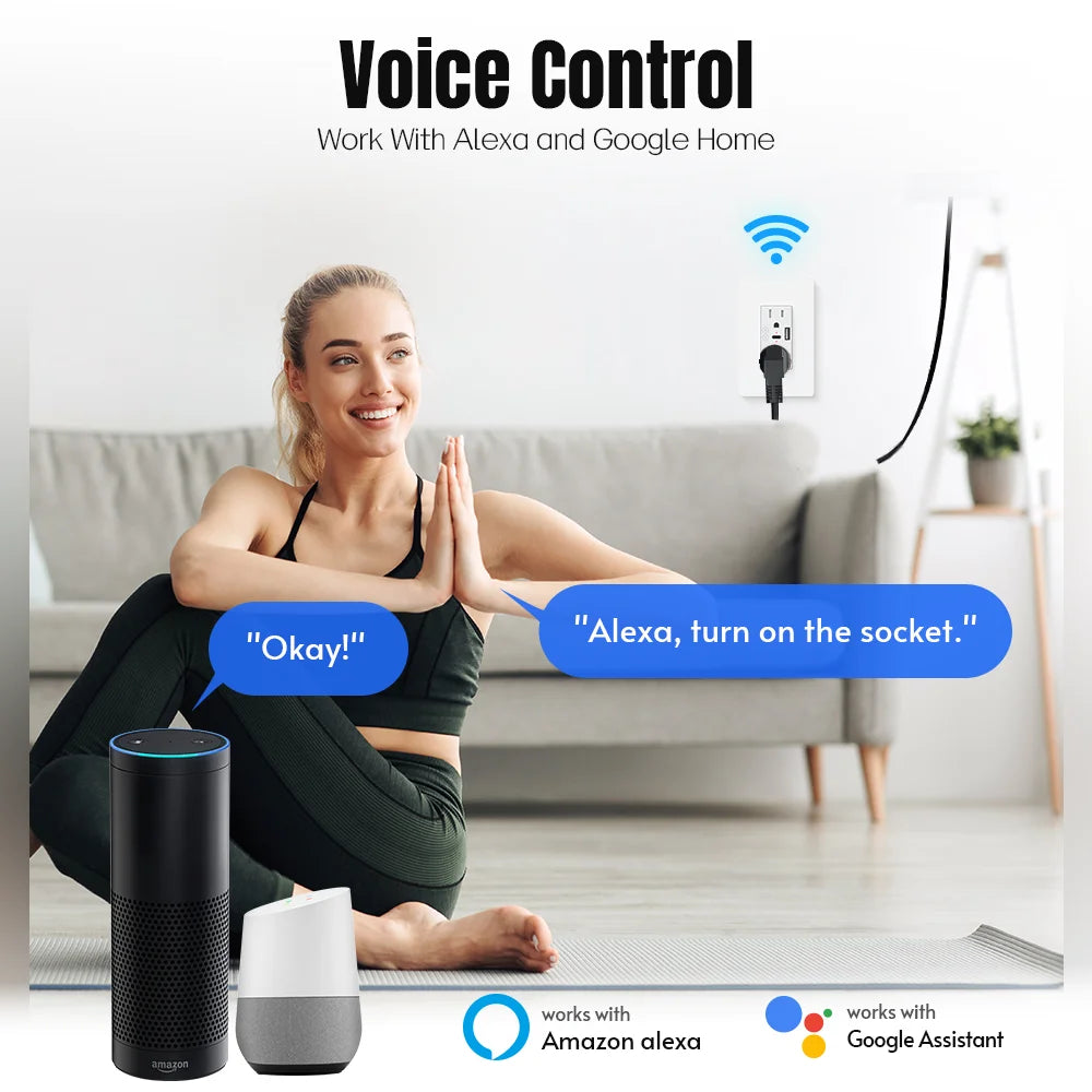 Smart Wi-Fi socket with USB-C & voice control