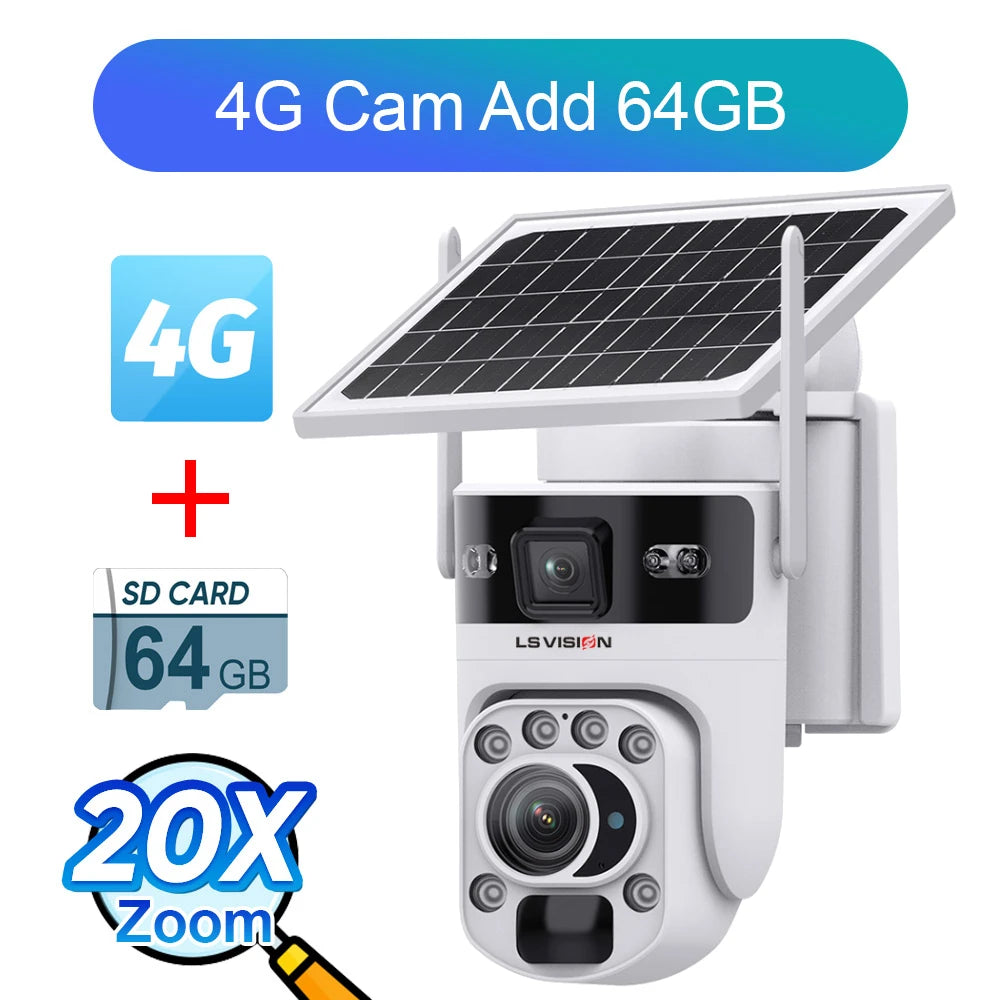 6K 4G Solar Sicherheitskamera mit 20X Zoom & Tracking