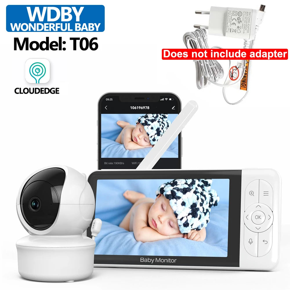 5-inch Baby Monitor 1080P PTZ Night Vision Temperature