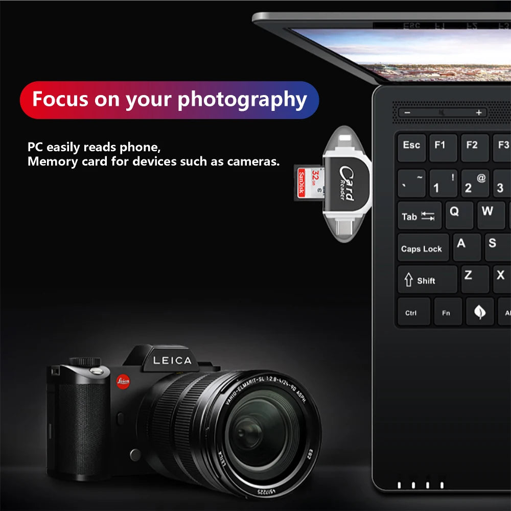 4-in-1 SD Micro Kartenleser für iPhone iPad Android
