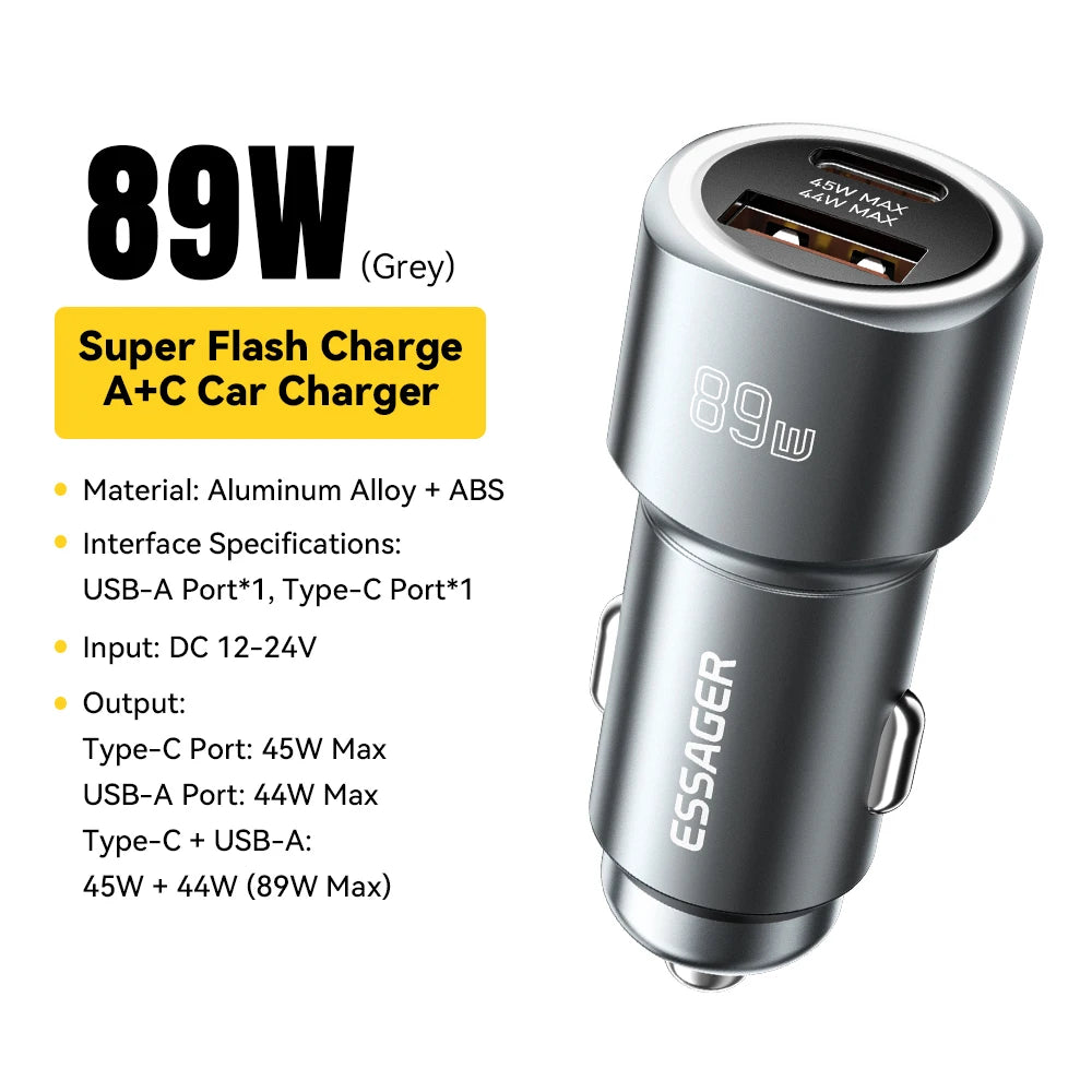 Essager 89W USB-C Autoladegerät 2 Ports
