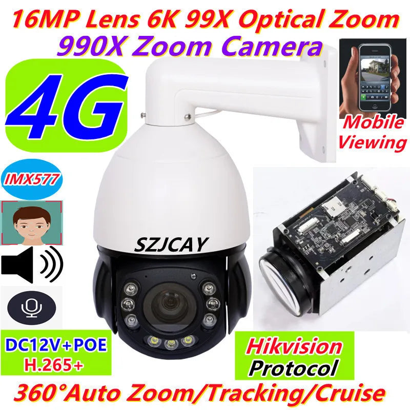 16MP 8K PTZ camera with 99X zoom & 4G tracking