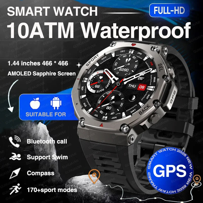 Taktische GPS Smartwatch mit Höhenmesser & Kompass