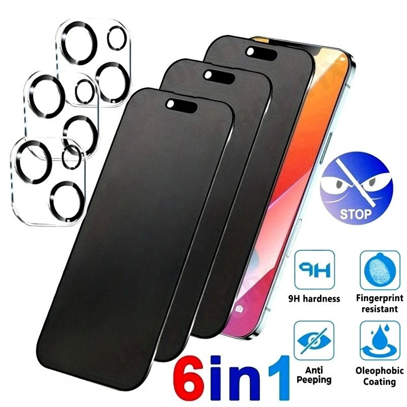 6-in-1 Anti-Spy Tempered Glass & Camera Protector for iPhone 17