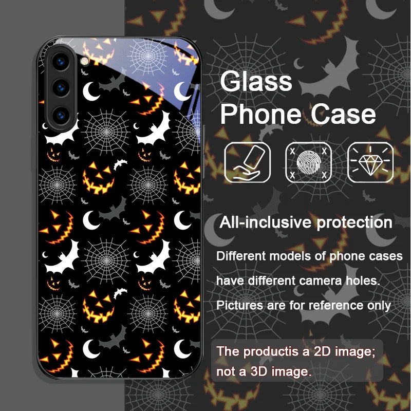 Halloween Kürbis Glas Hülle für Galaxy S25–S23