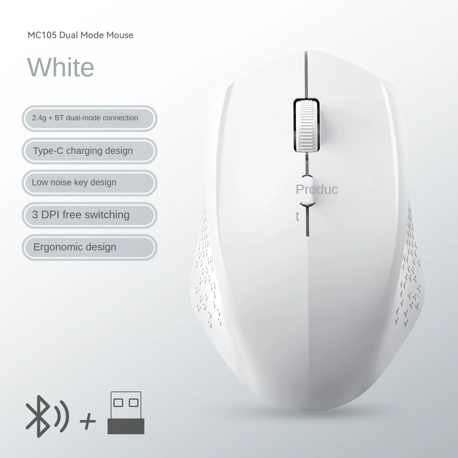 Ergonomische Bluetooth Funkmaus mit 2,4 GHz und Akku
