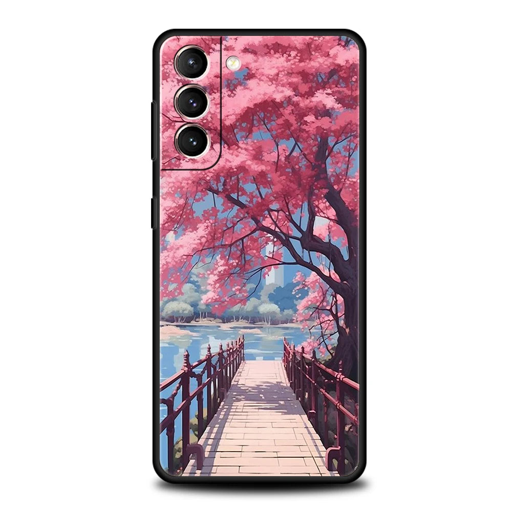 Springtime cherry blossom case for Galaxy
