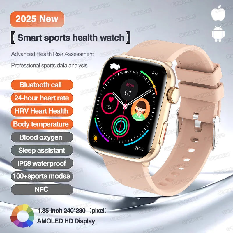Klassische Smartwatch 2025 Herren Damen GPS NFC AMOLED
