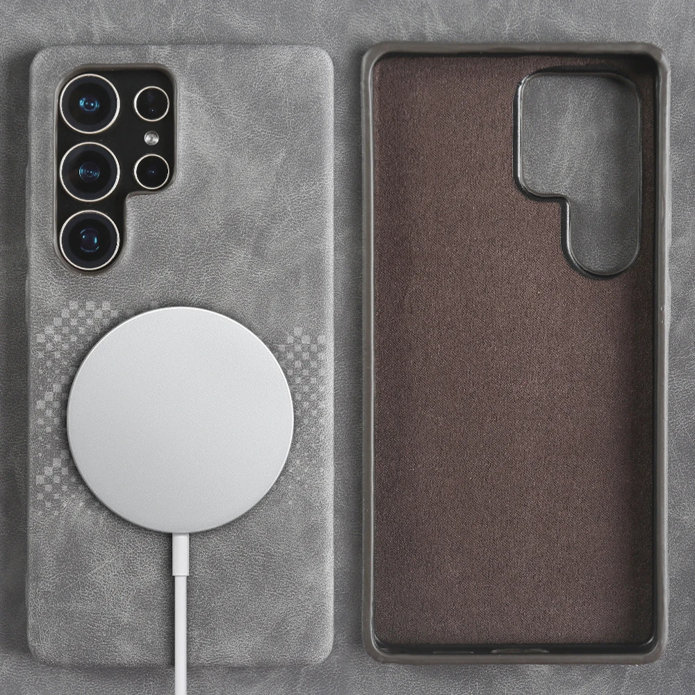 Luxus Leder Magsafe Hülle für Samsung S25 Ultra
