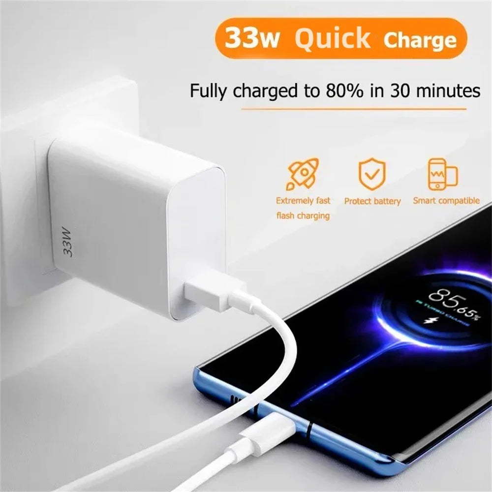Chargeur rapide USB 33 W, prise UE/US