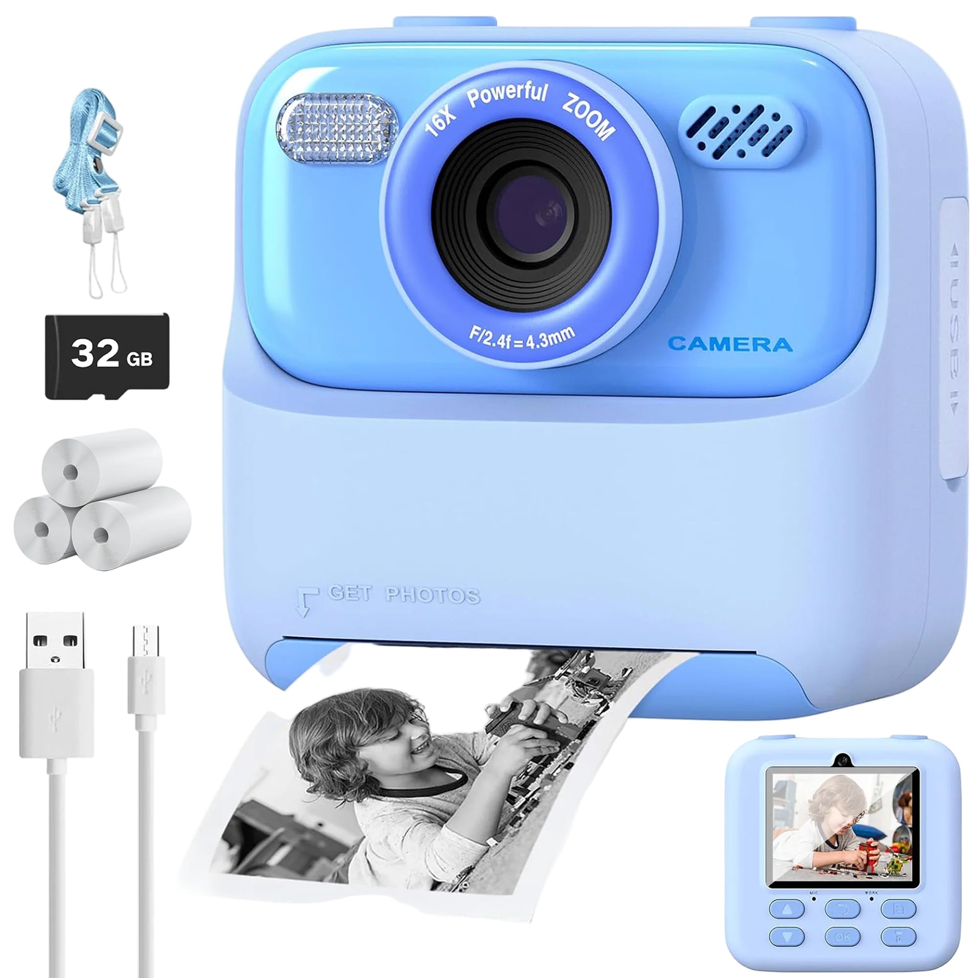 Kinder Sofortbildkamera HD Dual Kamera Selfie