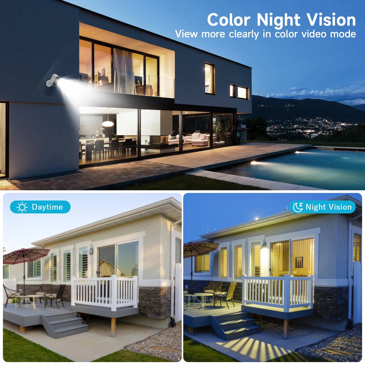 4MP WLAN Akku Kamera Farbige Nachtsicht Überwachung