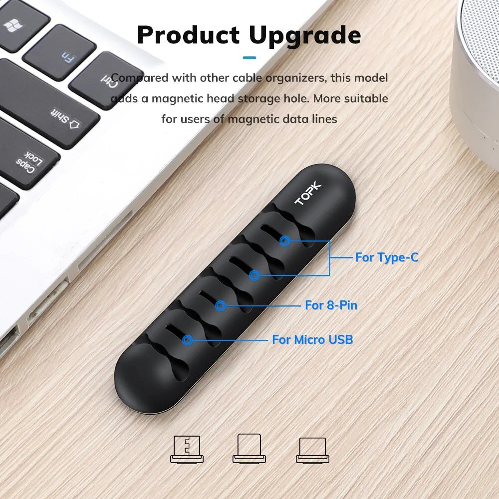 Magnetic silicone cable holder for cables