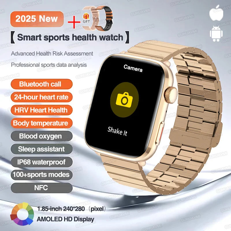 Klassische Smartwatch 2025 Herren Damen GPS NFC AMOLED