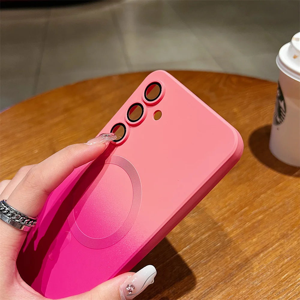 Stylish gradient case with magnet & soft silicone