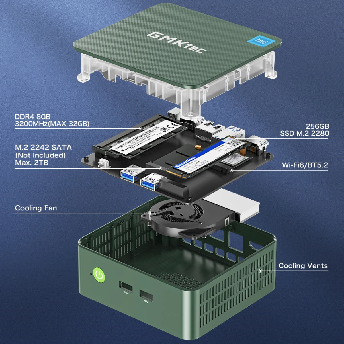 Mini PC Windows 11 Pro Desktop-Computer 8/16 GB RAM 256/512 GB PCIe M.2 SSD WiFi 6 BT5.2