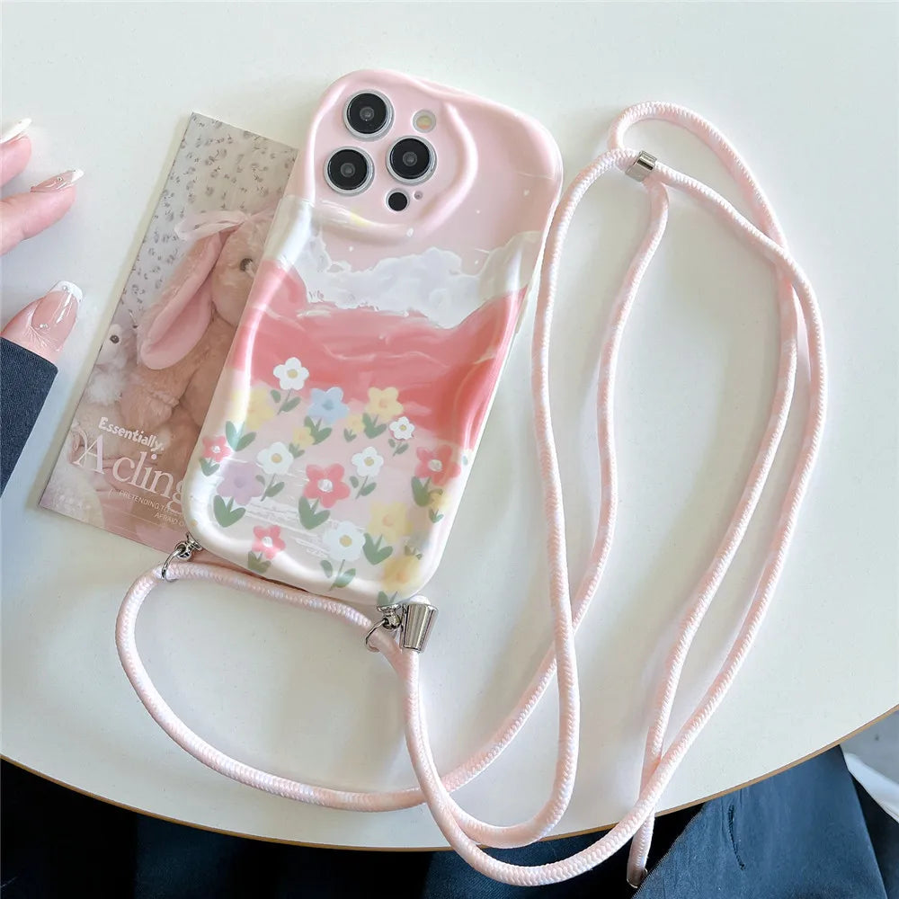 Floral Crossbody Phone Case with Strap for Samsung