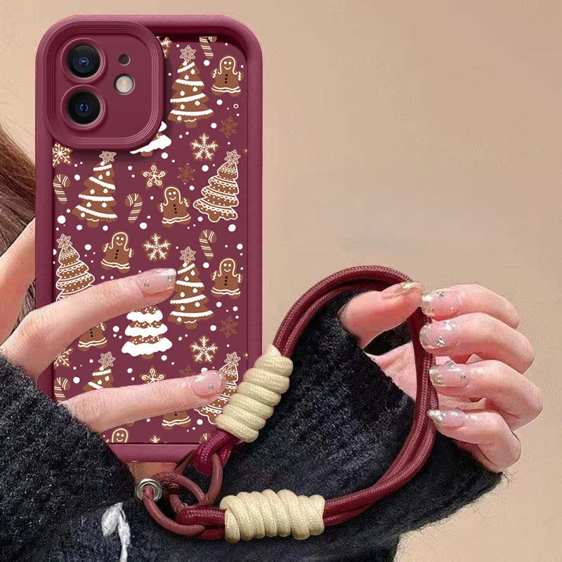 Cute Christmas phone case with red chain for Pixel