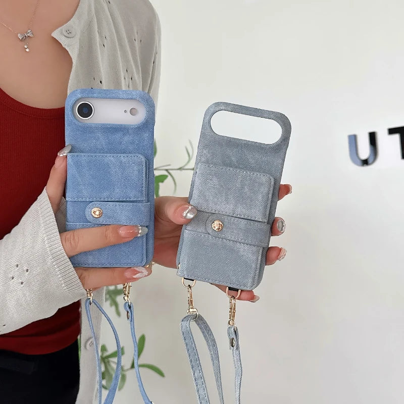 Denim Kartenhülle mit Lanyard für Google Pixel 10