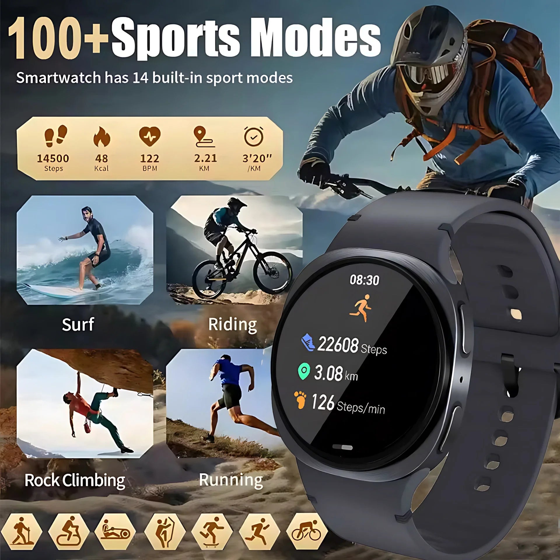 Neue Smartwatch 8 GPS Fitness Herzfrequenz AMOLED 2025