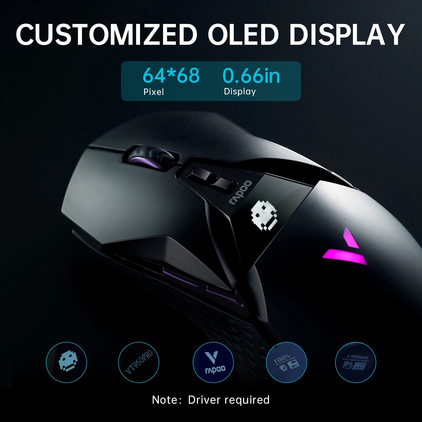 Ergonomische RGB Gaming-Maus mit 26000 DPI kabellos