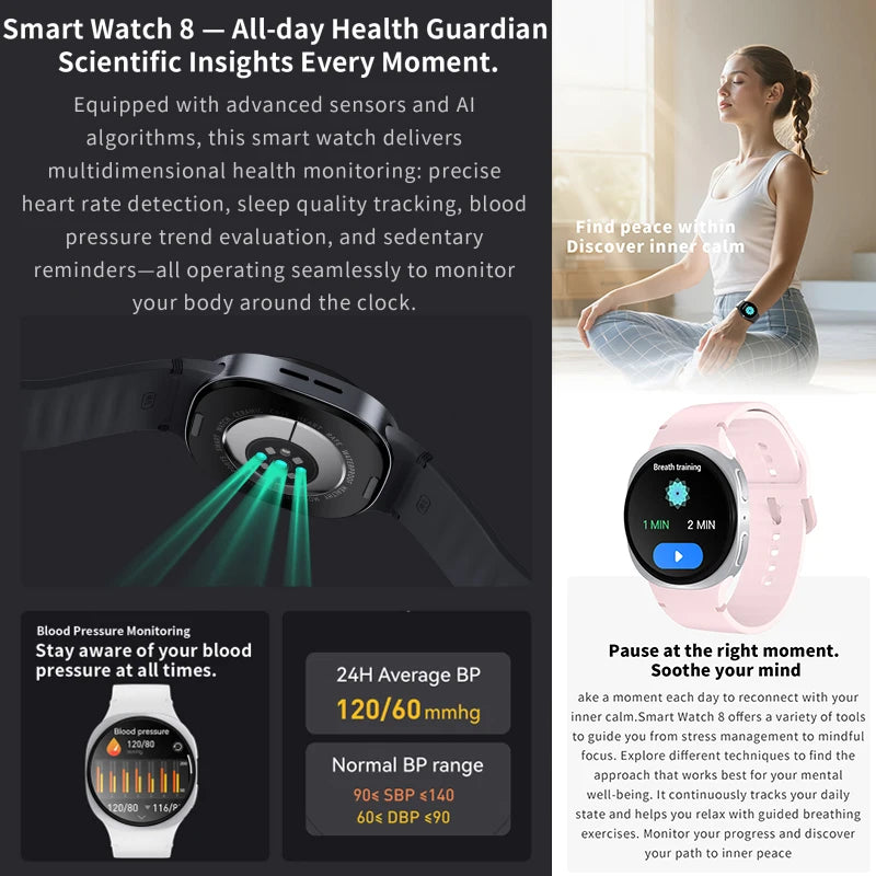 Neue 8 Mini GPS Smartwatch 2025 AMOLED Fitness